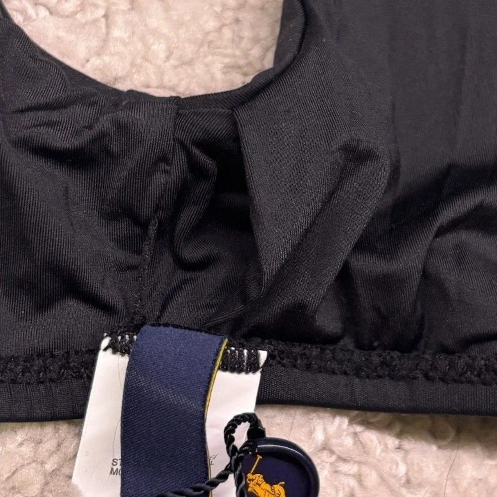Polo Ralph Lauren Bikini Top Women Small Black Knot Front Triangle NWT